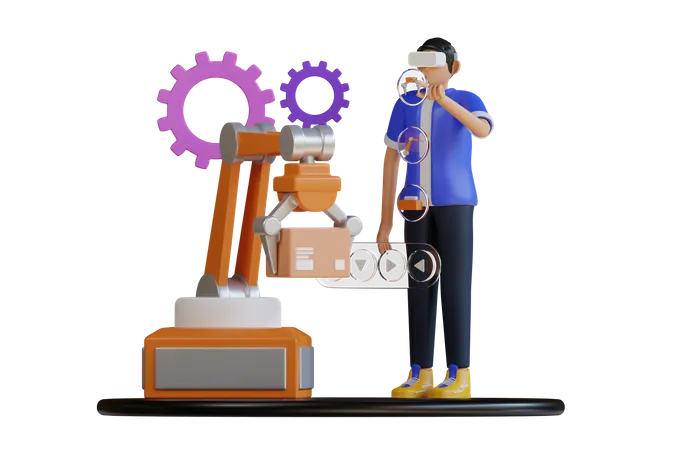 Máquina que funciona con tecnologías vr  3D Illustration