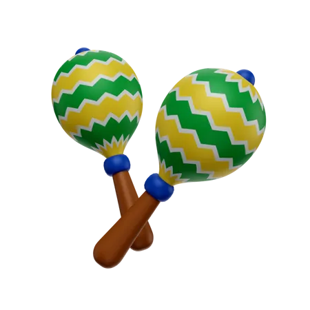 3 D Render Illustration Maracas With Stampaco 3D Icon