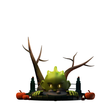 Swamp Thing donnant une pose effrayante  3D Illustration