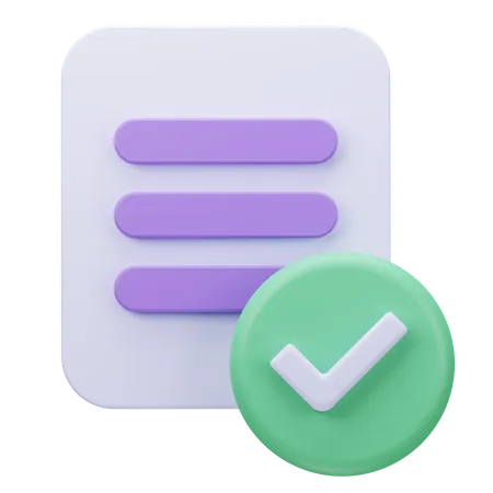 Marca de verificación del documento  3D Icon
