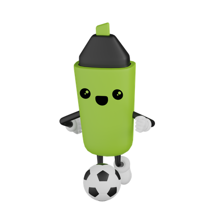 Marcador chutou futebol  3D Illustration