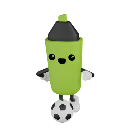 Marcador chutou futebol  3D Illustration