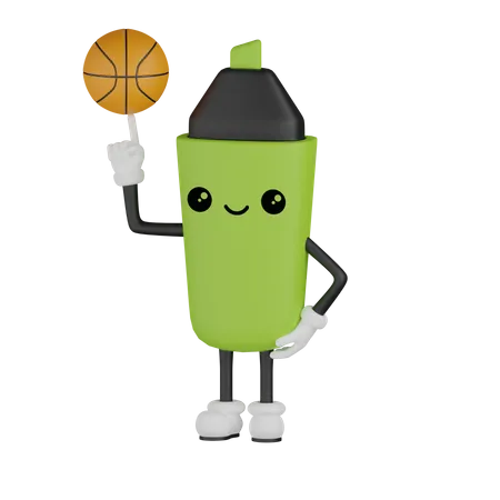 Marcador girando basquete  3D Illustration