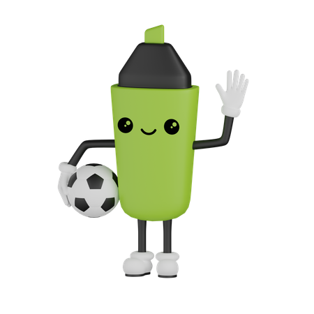 Marcador segurando futebol  3D Illustration