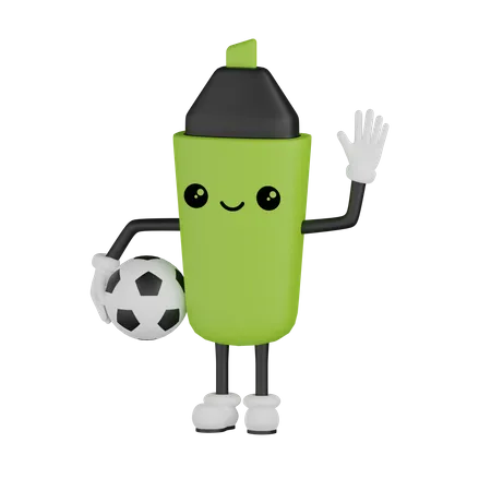 Marcador segurando futebol  3D Illustration