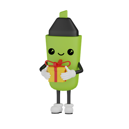 Marcador segurando presente  3D Icon