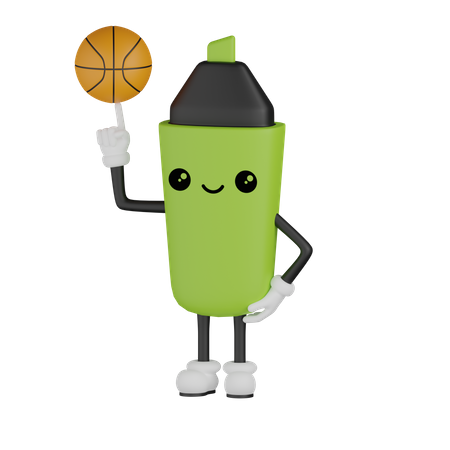 Marcador girando baloncesto  3D Illustration