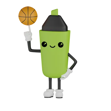 Marcador girando baloncesto  3D Illustration