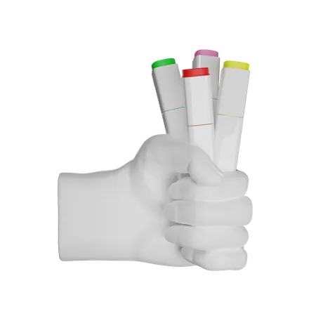 Marcadores segurando gesto com a mão  3D Illustration