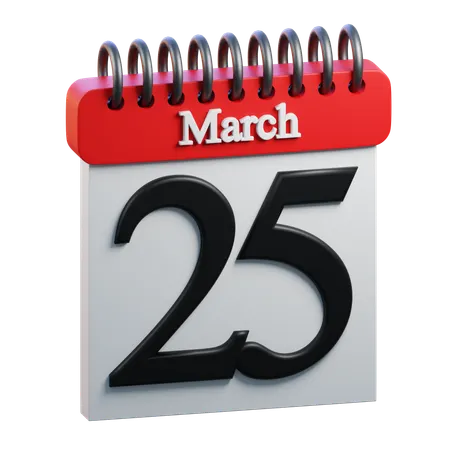 March 25  3D Icon