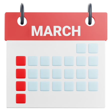 March Calendar  3D Icon
