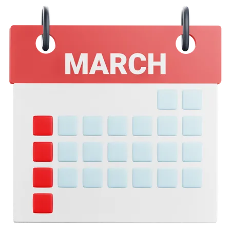 3 D March Calendar Illustration 3D Icon
