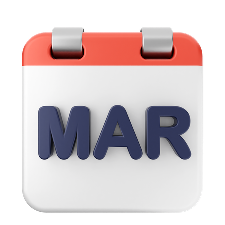 March Calendar  3D Icon