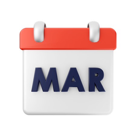 March Calendar 3D Illustration