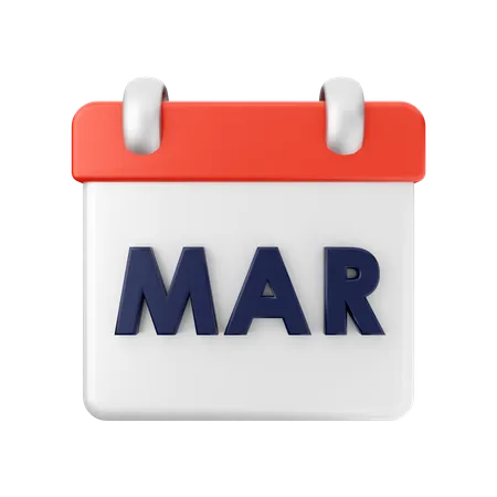 March Calendar  3D Illustration