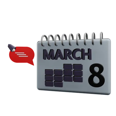 March Calender  3D Icon