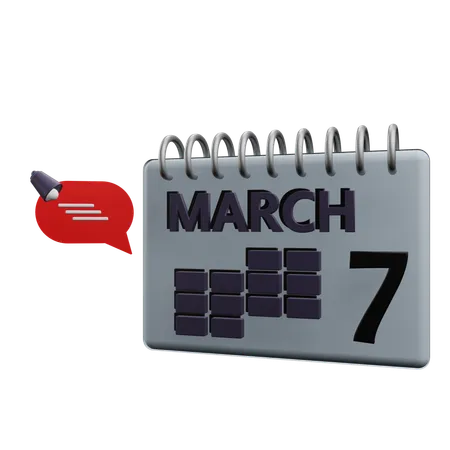 March Calender  3D Icon