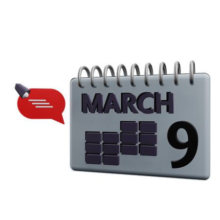 March Calender  3D Icon