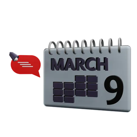 March Calender  3D Icon