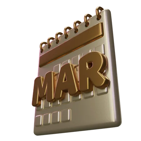 March Month Calendar  3D Icon