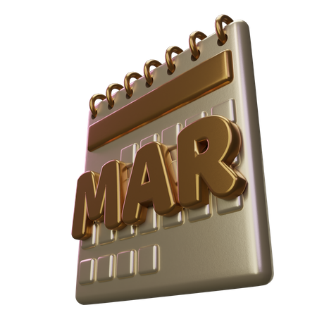 March Month Calendar 3D Icon