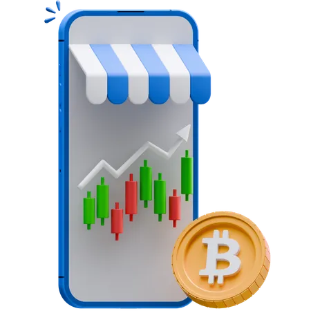 Marché des bitcoins  3D Icon