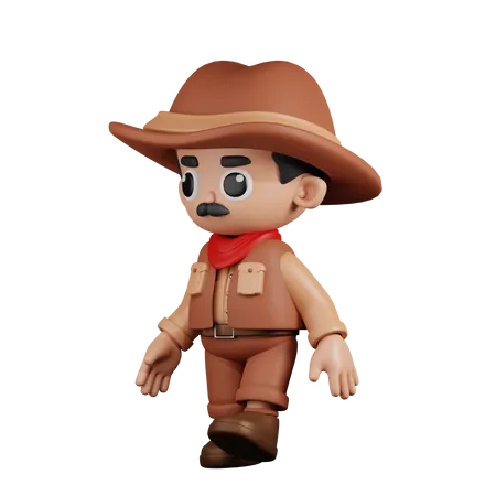 Cowboy qui marche  3D Illustration