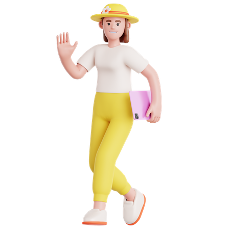Marcher et tenir un iPad  3D Icon