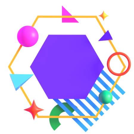 Marco hexagonal retro futurista  3D Icon