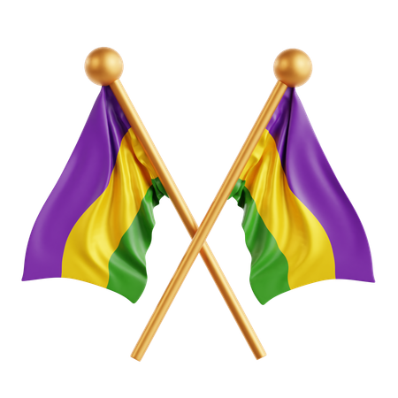 Drapeau de Mardi Gras  3D Icon