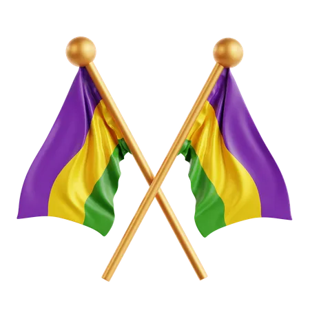 Mardi Gras Flag  3D Icon