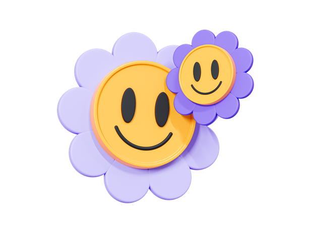 Margarida flor sorriso rosto  3D Icon