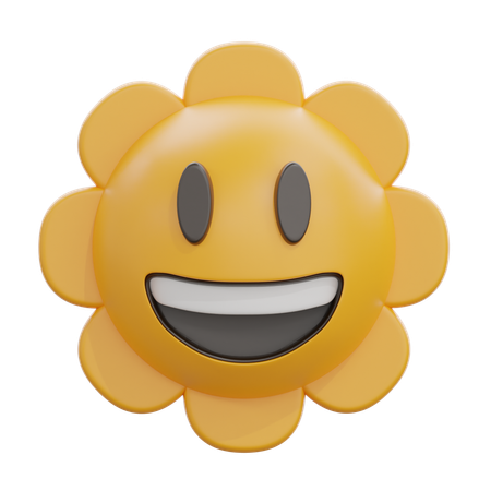 Cara de sonrisa de flor de margarita  3D Icon