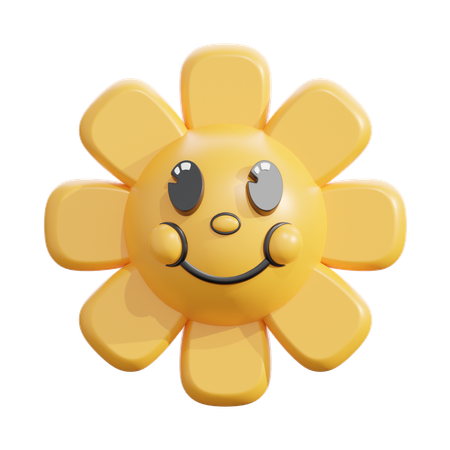 Cara de sonrisa de flor de margarita  3D Icon