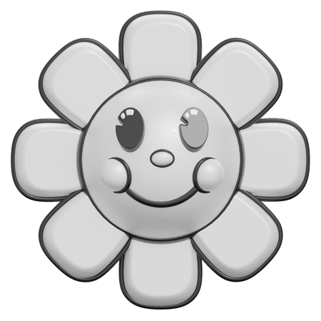 Marguerite fleur sourire visage  3D Icon