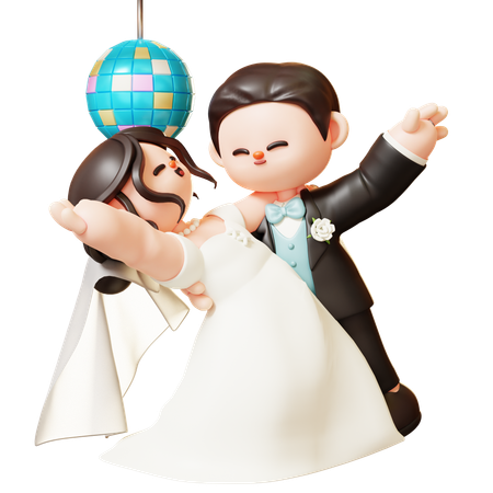 Danse de couple de mariage  3D Illustration