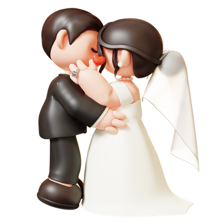 Couples de mariage s'embrassant  3D Illustration