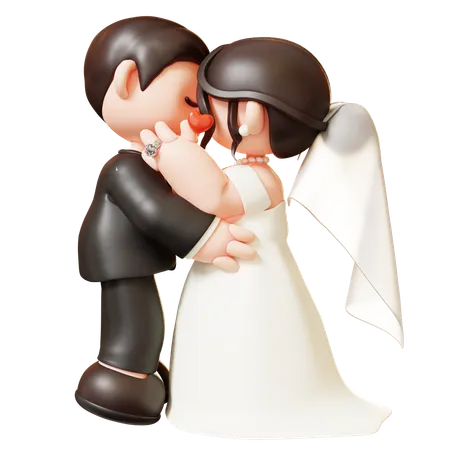 Couples de mariage s'embrassant  3D Illustration