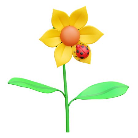 Marienkäfer auf Blume  3D Icon