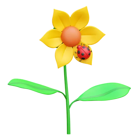 Marienkäfer auf Blume  3D Icon