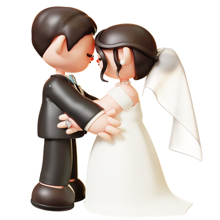 Marié et mariée lors de la cérémonie de mariage  3D Illustration