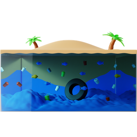 Marine pollution  3D Icon