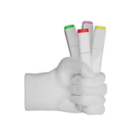 Markers Holding Hand Gesture  3D Illustration