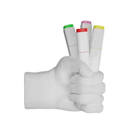 Markers Holding Hand Gesture  3D Illustration