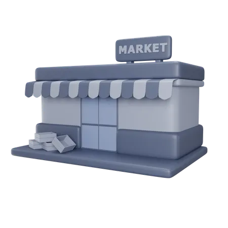 3 D Illustration Of A Market Entrance 3D Icon