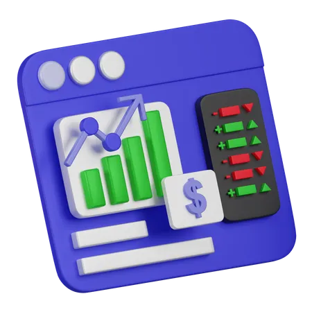 A Detailed 3 D Icon Of A Financial Report Folder Featuring Bar Graphs Trend Lines And Stock Market Indicators Representing Comprehensive Financial Analysis 3D Icon
