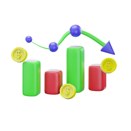 3 D Bar Graphs And Gold Coin Icon Isolated On Transparent Background 3 D Illustration 3D Icon