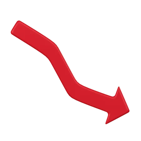A 3 D Icon Of A Red Downward Arrow Often Used To Represent A Recession Economic Decline Or Negative Financial Performance 3D Icon