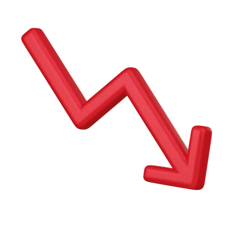A 3 D Icon Featuring A Red Downward Arrow Commonly Representing A Decline Decrease Or Negative Trend In Financial And Business Metrics 3D Icon