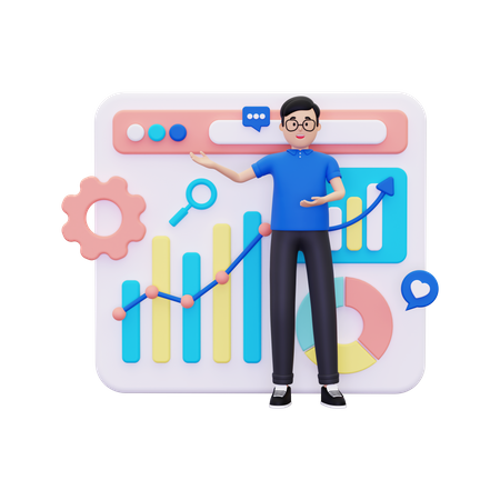 Marketing Analysis Growth 3D Illustration